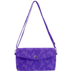 Violet Purple Butterfly Print Removable Strap Clutch Bag by SpinnyChairDesigns