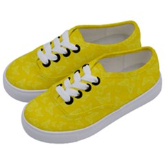 Lemon Yellow Butterfly Print Kids  Classic Low Top Sneakers by SpinnyChairDesigns