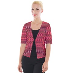 Boho Bittersweet Pink  Cropped Button Cardigan by SpinnyChairDesigns