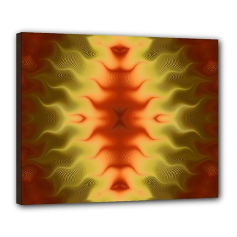 Red Gold Tie Dye Canvas 20  X 16  (stretched) by SpinnyChairDesigns
