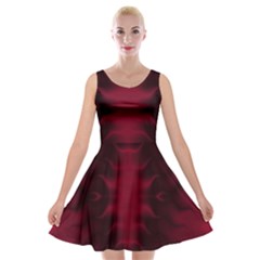 Black Red Tie Dye Pattern Velvet Skater Dress by SpinnyChairDesigns