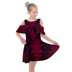 Black Red Tie Dye Pattern Kids  Shoulder Cutout Chiffon Dress by SpinnyChairDesigns