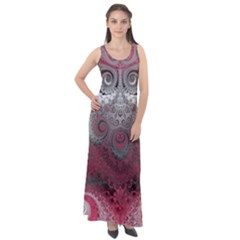 Black Pink Spirals And Swirls Sleeveless Velour Maxi Dress by SpinnyChairDesigns