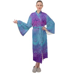 Purple Blue Swirls And Spirals Maxi Velour Kimono by SpinnyChairDesigns