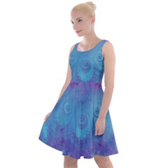 Purple Blue Swirls And Spirals Knee Length Skater Dress by SpinnyChairDesigns