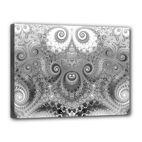 Black And White Spirals Canvas 16  X 12  (stretched) by SpinnyChairDesigns