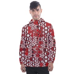 Red Black Checkered Men s Front Pocket Pullover Windbreaker by SpinnyChairDesigns