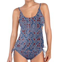 Abstract Checkered Pattern Tankini Set by SpinnyChairDesigns