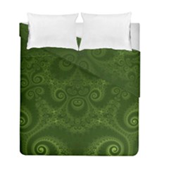 Forest Green Spirals Duvet Cover Double Side (full/ Double Size) by SpinnyChairDesigns