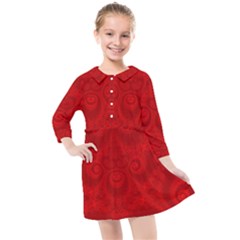 Red Spirals Kids  Quarter Sleeve Shirt Dress by SpinnyChairDesigns