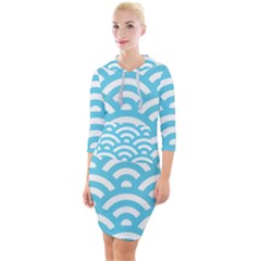Waves Quarter Sleeve Hood Bodycon Dress by Sobalvarro