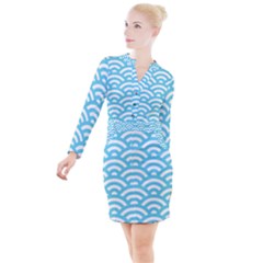 Waves Button Long Sleeve Dress by Sobalvarro