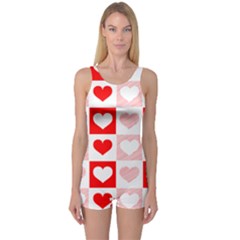 Hearts  One Piece Boyleg Swimsuit by Sobalvarro