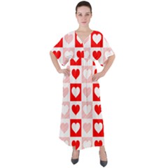 Hearts  V-neck Boho Style Maxi Dress by Sobalvarro