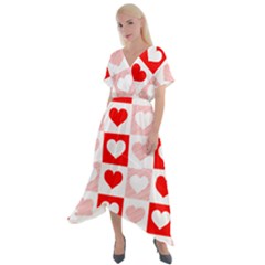 Hearts  Cross Front Sharkbite Hem Maxi Dress by Sobalvarro