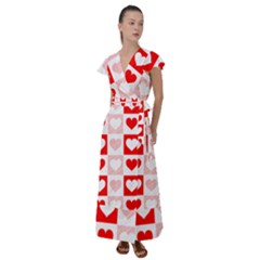 Hearts  Flutter Sleeve Maxi Dress by Sobalvarro