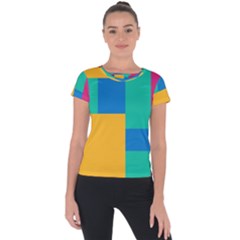 Squares  Short Sleeve Sports Top  by Sobalvarro