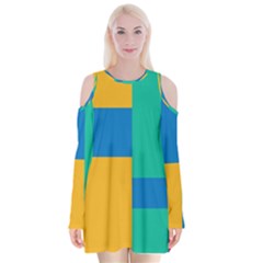 Squares  Velvet Long Sleeve Shoulder Cutout Dress by Sobalvarro
