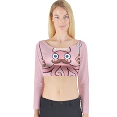 Squid Chef Cartoon Long Sleeve Crop Top by sifis
