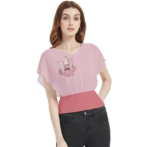 Squid Chef Cartoon Butterfly Chiffon Blouse by sifis