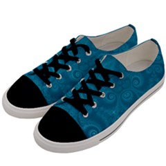Cerulean Blue Spirals Men s Low Top Canvas Sneakers by SpinnyChairDesigns