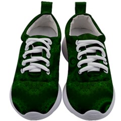 Emerald Green Spirals Kids Athletic Shoes by SpinnyChairDesigns