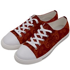 Red And Gold Spirals Women s Low Top Canvas Sneakers by SpinnyChairDesigns