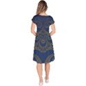 Navy Blue and Gold Swirls Classic Short Sleeve Dress View4
