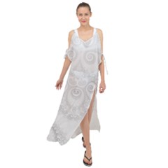 Wedding White Swirls Spirals Maxi Chiffon Cover Up Dress by SpinnyChairDesigns