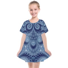 Royal Blue Swirls Kids  Smock Dress by SpinnyChairDesigns