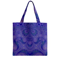 Mystic Purple Swirls Zipper Grocery Tote Bag by SpinnyChairDesigns