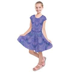 Mystic Purple Swirls Kids  Short Sleeve Dress by SpinnyChairDesigns