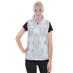 Ash Grey White Swirls Women s Button Up Vest by SpinnyChairDesigns