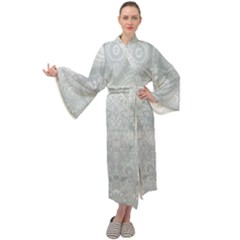 Ash Grey White Swirls Maxi Velour Kimono by SpinnyChairDesigns