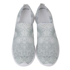 Ash Grey White Swirls Women s Slip On Sneakers by SpinnyChairDesigns