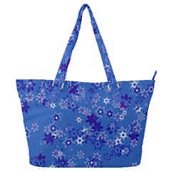 Cornflower Blue Floral Print Full Print Shoulder Bag by SpinnyChairDesigns