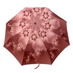 Coral Pink Floral Print Folding Umbrellas by SpinnyChairDesigns