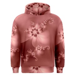 Coral Pink Floral Print Men s Overhead Hoodie by SpinnyChairDesigns