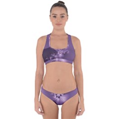 Royal Purple Floral Print Cross Back Hipster Bikini Set by SpinnyChairDesigns