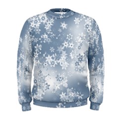 Faded Blue White Floral Print Men s Sweatshirt by SpinnyChairDesigns
