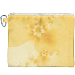 Saffron Yellow Floral Print Canvas Cosmetic Bag (xxxl) by SpinnyChairDesigns