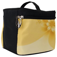 Saffron Yellow Floral Print Make Up Travel Bag (big) by SpinnyChairDesigns