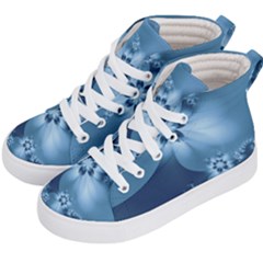Steel Blue Flowers Kids  Hi-top Skate Sneakers by SpinnyChairDesigns