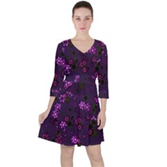 Purple Flowers Ruffle Dress by SpinnyChairDesigns
