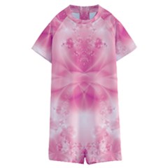 Pink Floral Pattern Kids  Boyleg Half Suit Swimwear by SpinnyChairDesigns