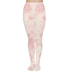 Baby Pink Floral Print Tights by SpinnyChairDesigns