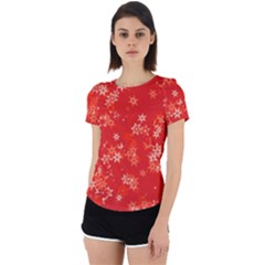 Red And White Flowers Back Cut Out Sport Tee by SpinnyChairDesigns