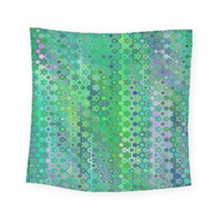 Boho Green Floral Print Square Tapestry (small) by SpinnyChairDesigns