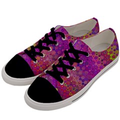 Boho Fuchsia Floral Print  Men s Low Top Canvas Sneakers by SpinnyChairDesigns