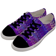 Boho Purple Floral Print Men s Low Top Canvas Sneakers by SpinnyChairDesigns